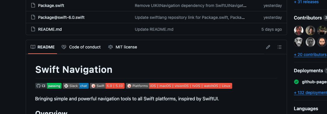 shields.io badges at the top of a GitHub repo.